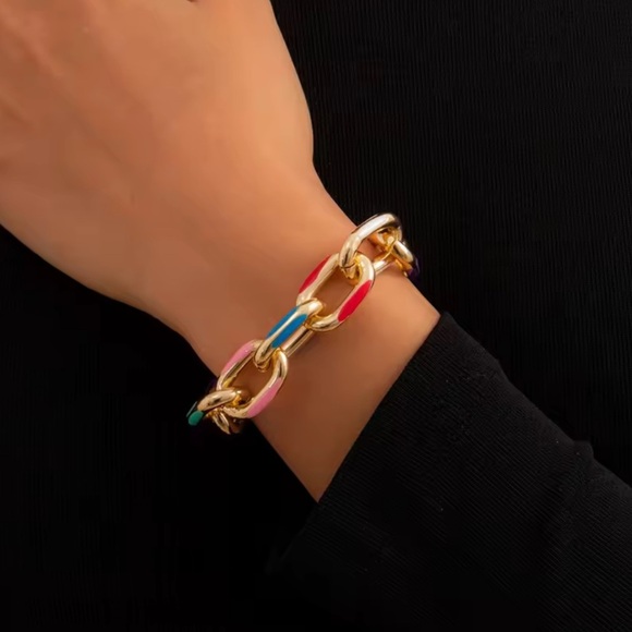 Anthropologie Jewelry - Anthropologie adjustable waterproof Multicolor Gold Chain Bracelet